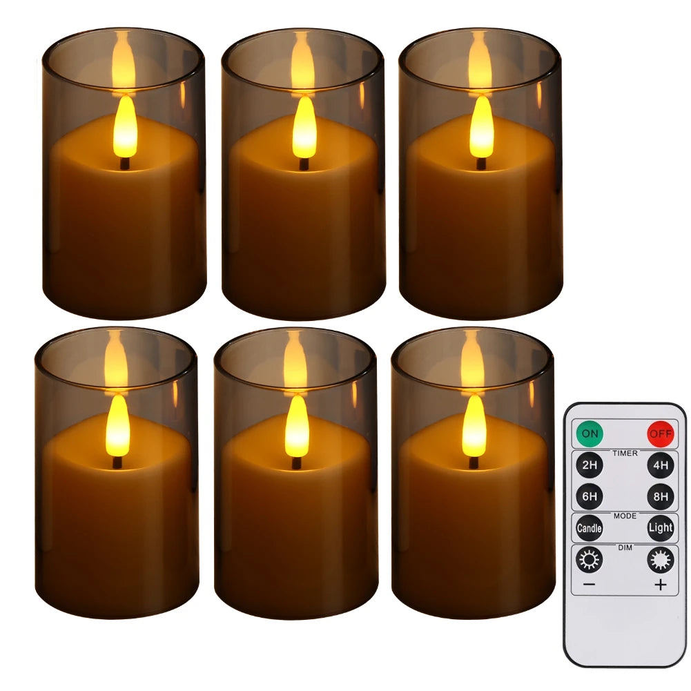 Set Of 5 Flameless LED Candles With Embedded Star String Lights Battery Operated Pillar Candles With Timer Remote For Home Decor