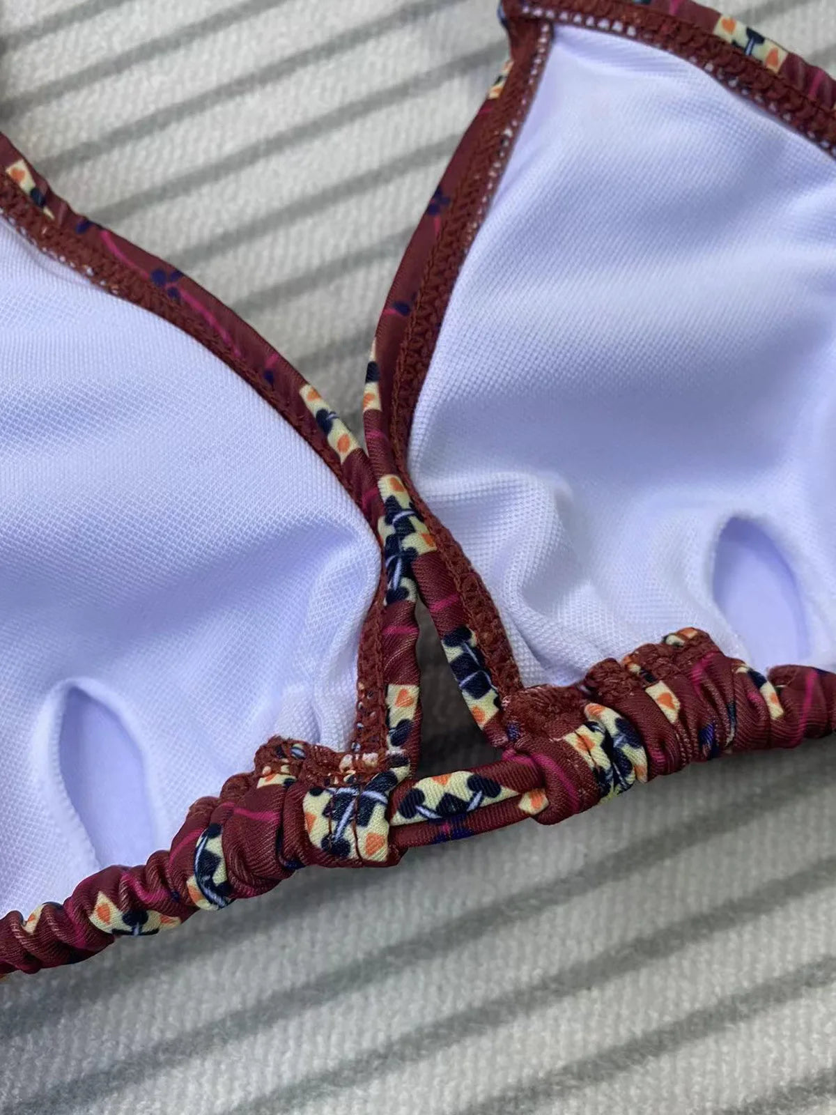 New 2026 Women's Micro Bikini Set Brown Print 2 Pieces Swimsuit Sexy Halter Lace-up Backless String Low Waist Biquinis