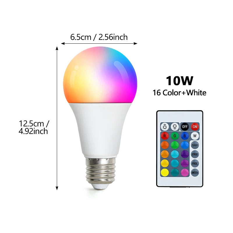 16-Color RGB LED Bulb E27 💡