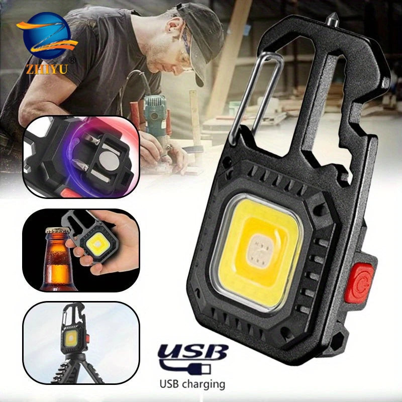 🔦 COB Keychain Work Light – 8 Modes, 500LM