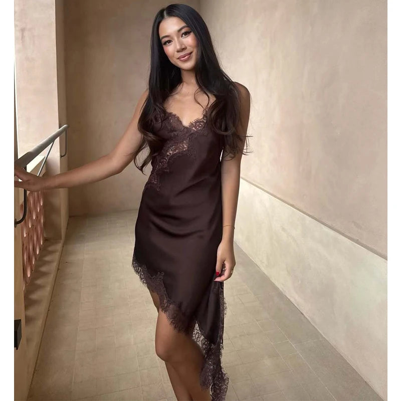 Satin Lace Backless Mini Dress ✨