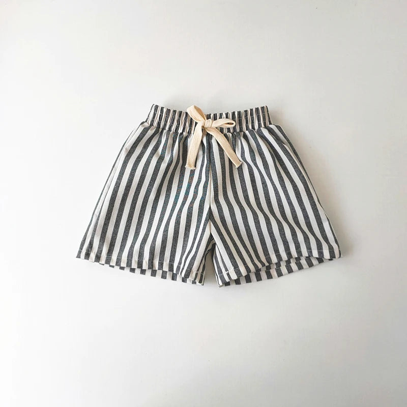 Kids Linen Stripe Casual Shorts