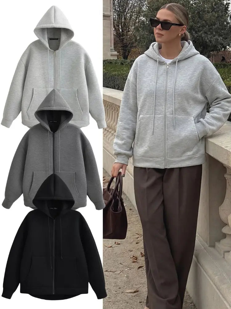Zip Hoodie with Big Pocket