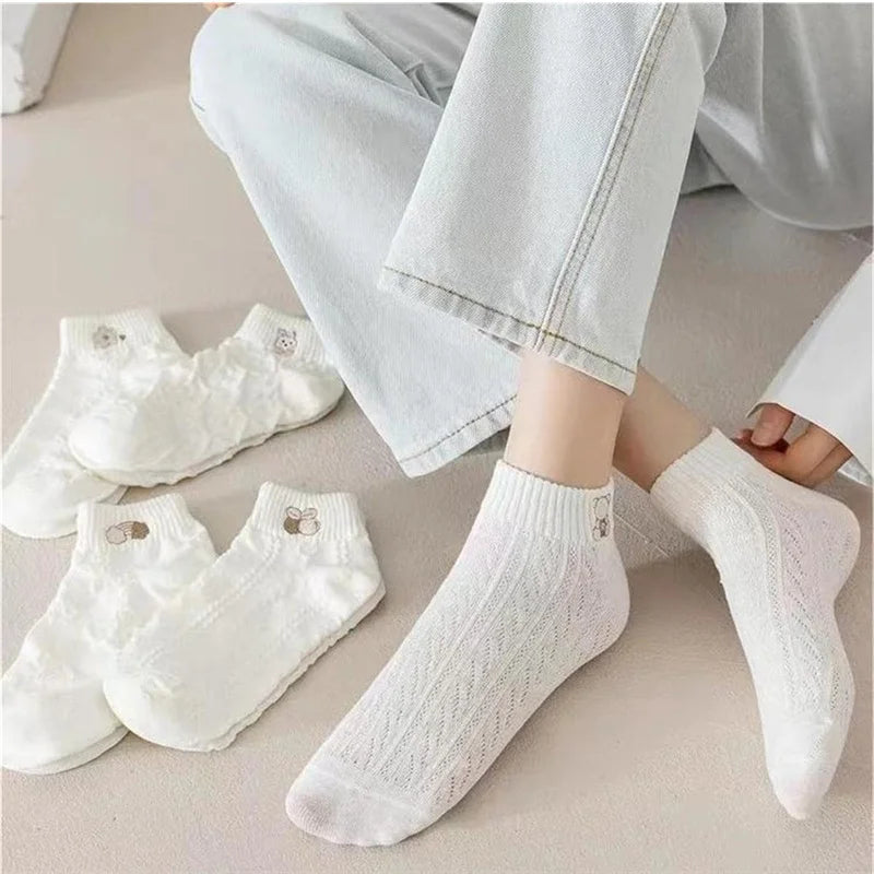 Cute Bear & Rainbow Ankle Socks  🧦