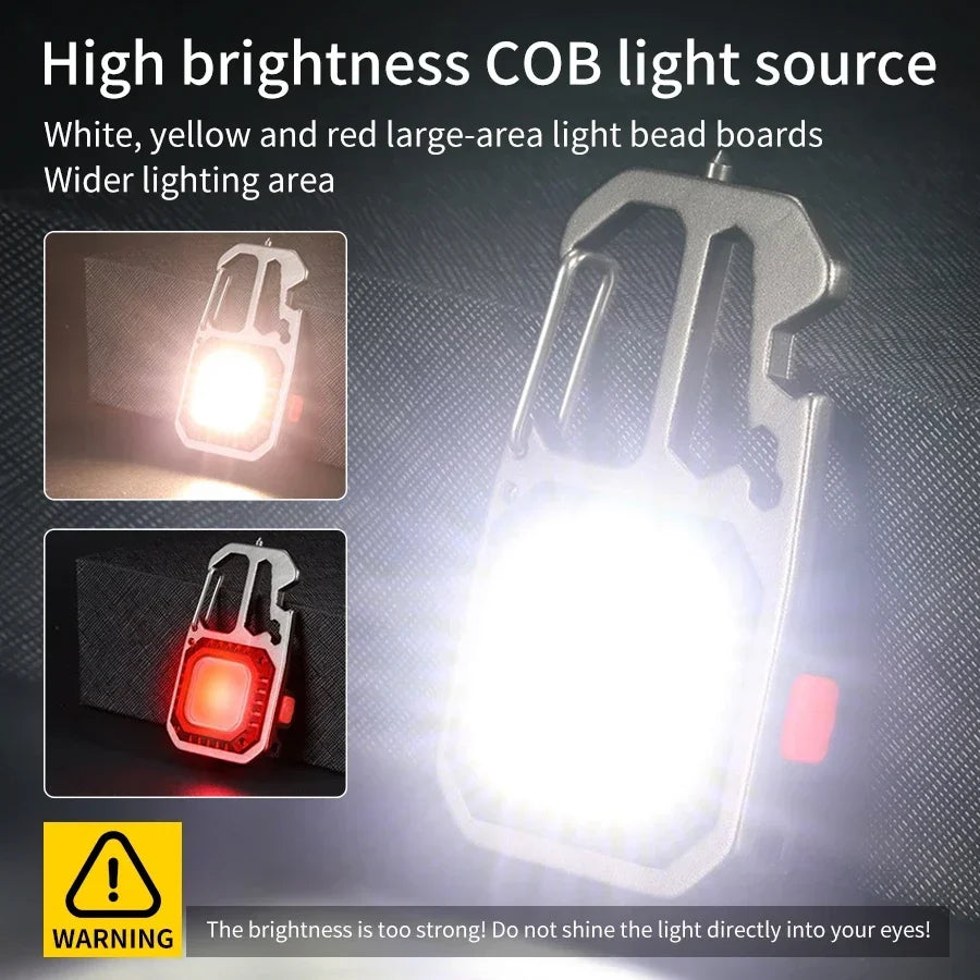 🔦 COB Keychain Work Light – 8 Modes, 500LM