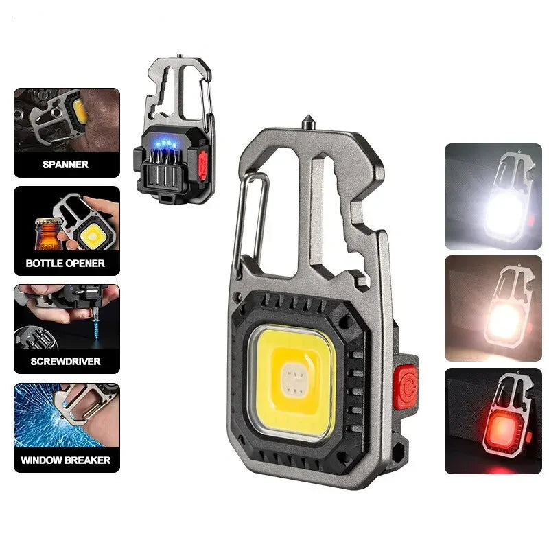 🔦 COB Keychain Work Light – 8 Modes, 500LM