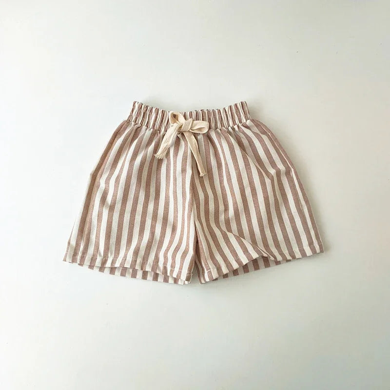 Kids Linen Stripe Casual Shorts