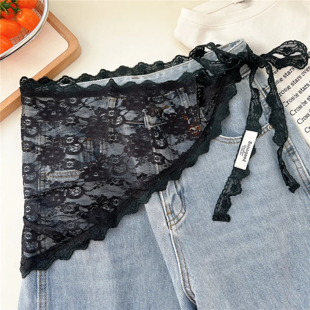 Y2K Women Lace Tulle Bandage Skirt Stacked