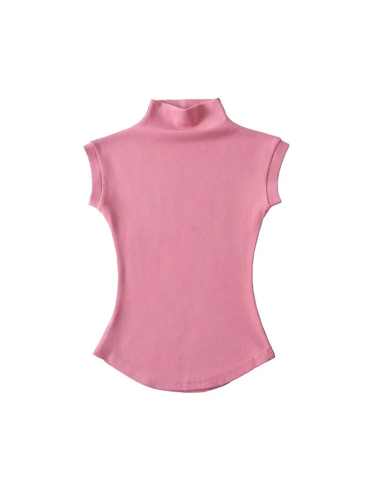 Slim Turtleneck Sleeveless Top 💜