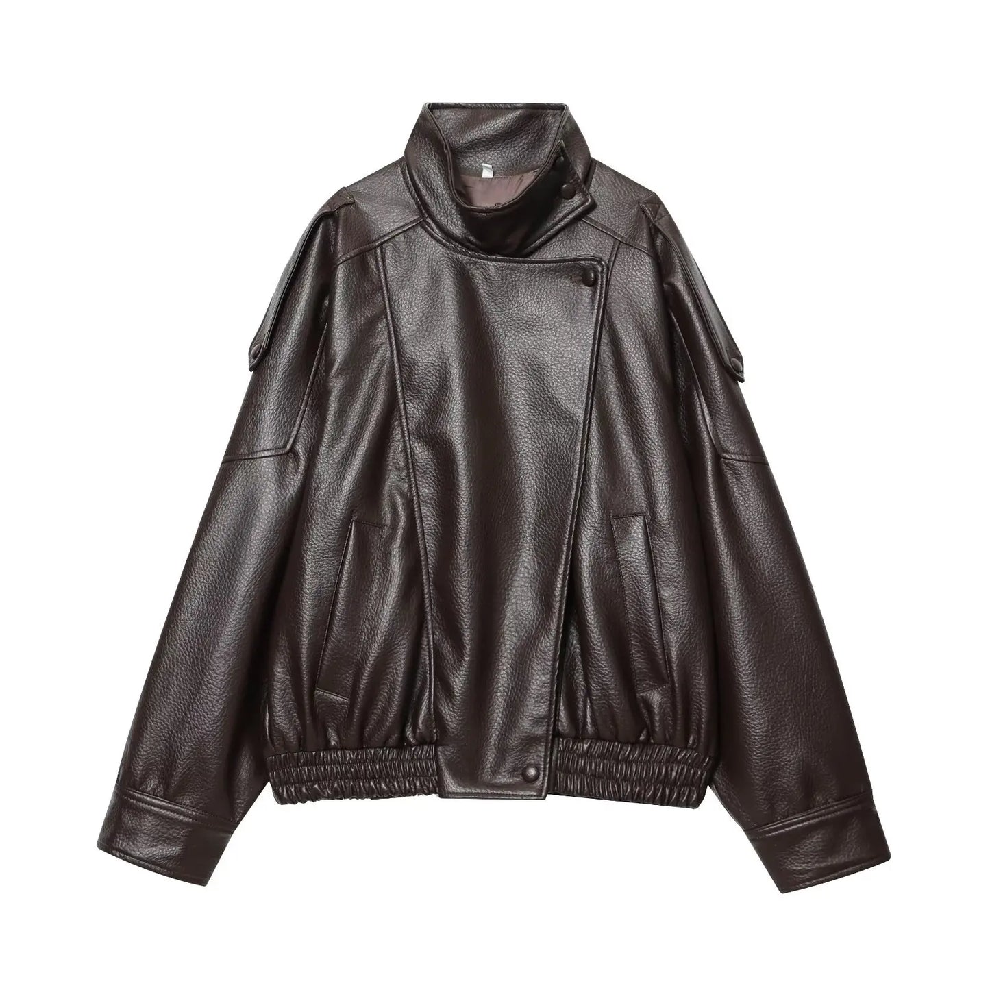 TFMLN Chic Black Faux Leather Jackets Women