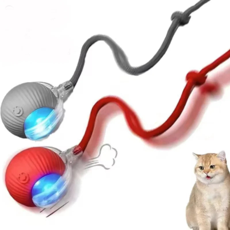 Dog Cat Interactive Ball Toy Automatic Rolling Ball Faux Tail Rechargeable Smart Pet Electric Toy Dog Cat Training Imitate Mouse
