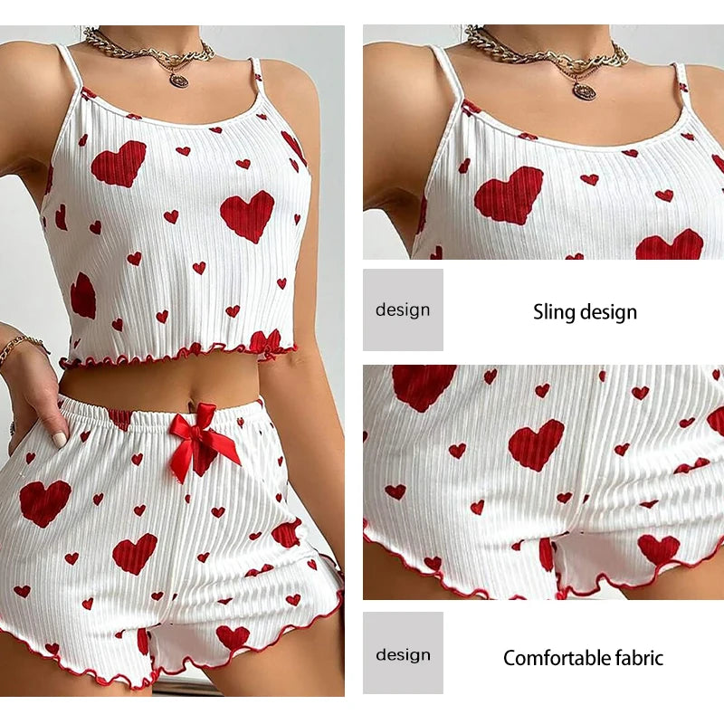Love Print Tank Top Pajama Set 🤍