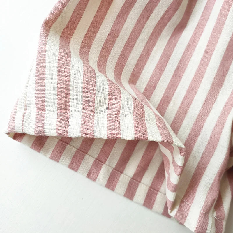 Kids Linen Stripe Casual Shorts