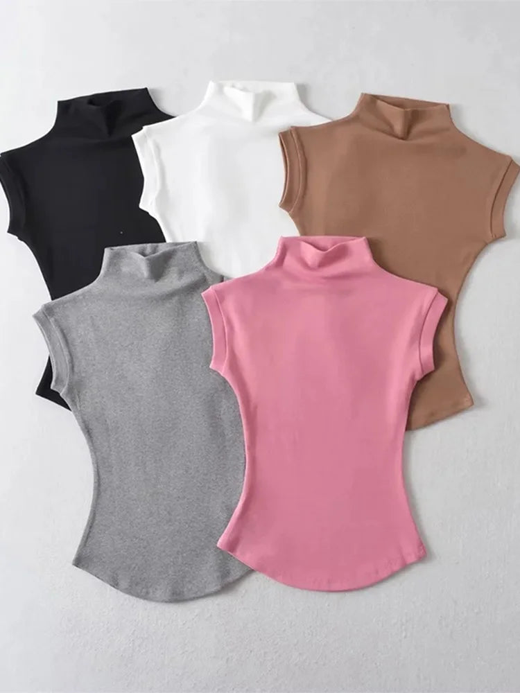 Slim Turtleneck Sleeveless Top 💜