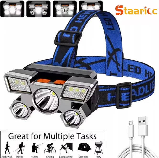 STAARICC Powerful LED Sensor Headlamp USB Rechargeable Headlight Led Head Torch Camping Search Light Flashlight Fishing Lantern