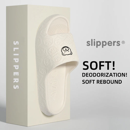 Summer Fashion Men's Slippers Printting Little Bear Sandals Indoor Bathroom Non-slip Soft Women Dormitory Casual Shoes Couple