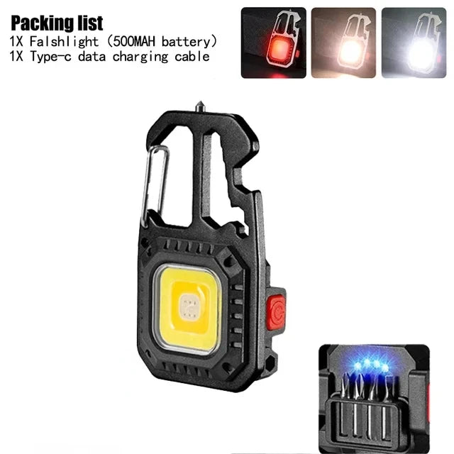 🔦 COB Keychain Work Light – 8 Modes, 500LM