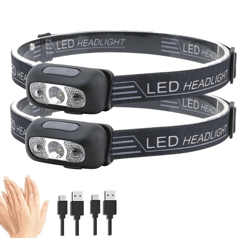 STAARICC Powerful LED Sensor Headlamp USB Rechargeable Headlight Led Head Torch Camping Search Light Flashlight Fishing Lantern
