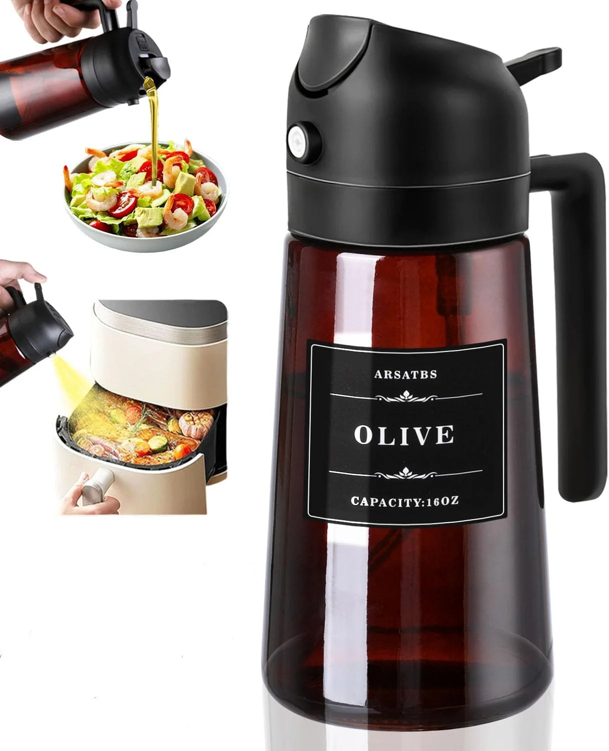 2-in-1 Glass Oil Sprayer Bottle