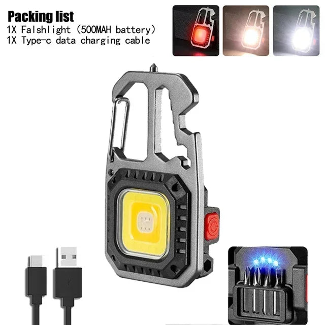 🔦 COB Keychain Work Light – 8 Modes, 500LM