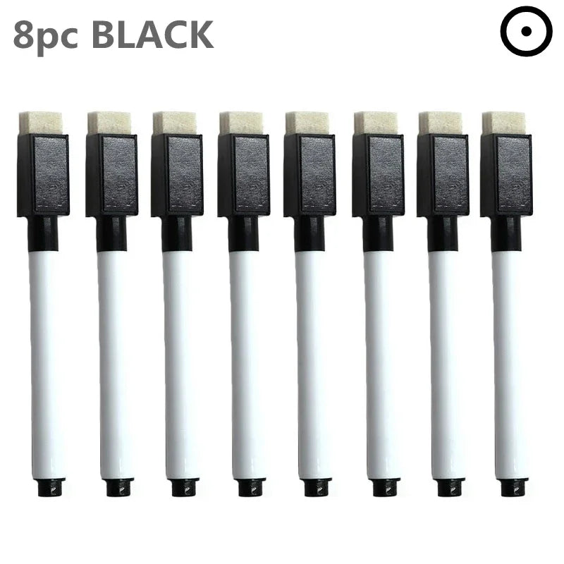 8 Colors Erasable Whiteboard Markers with Eraser, Safe Kids Graffiti Pens for Home School