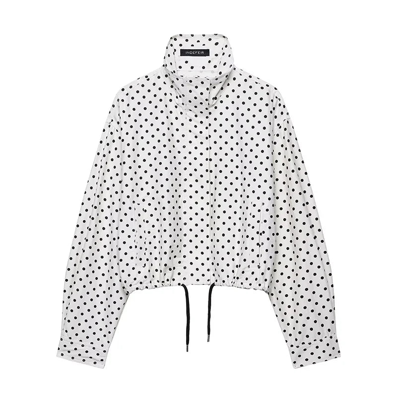 Polka Dot Zip Turtleneck Jacket 🔵
