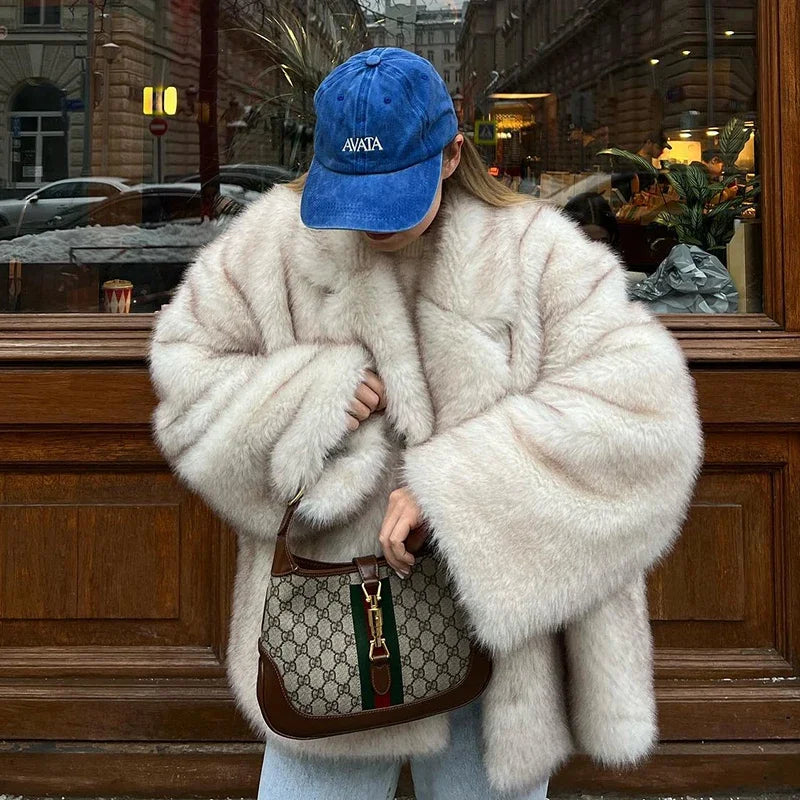Oversized Faux Fox Fur Coat 🦊