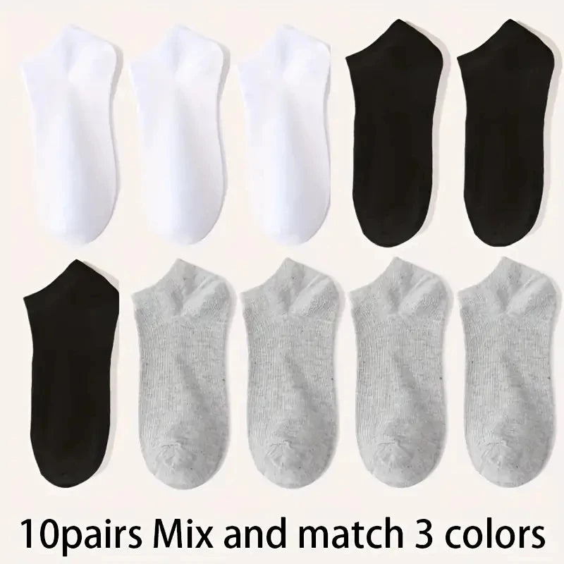 5/10-Pack Unisex Comfort-Fit Ankle Socks For All, Breathable