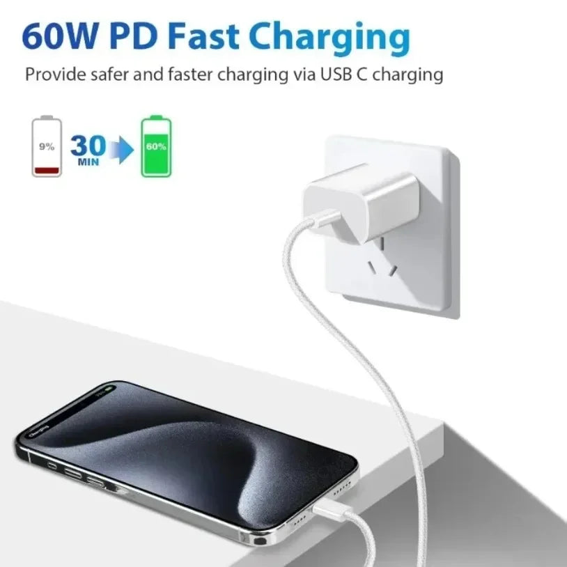 60W USB-C Fast Charger Cable  ⚡