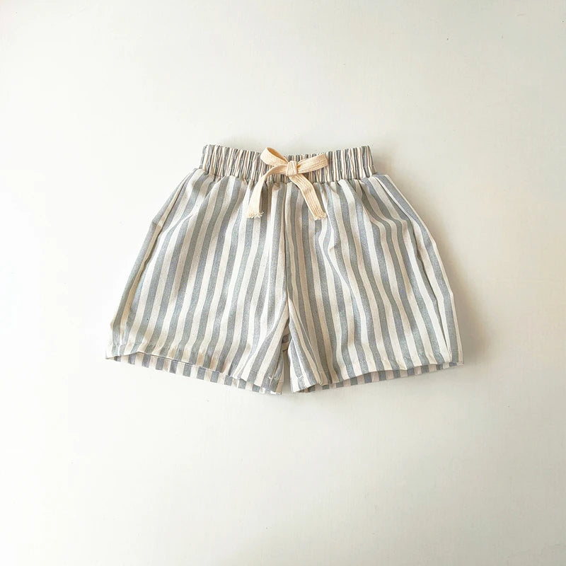 Kids Linen Stripe Casual Shorts