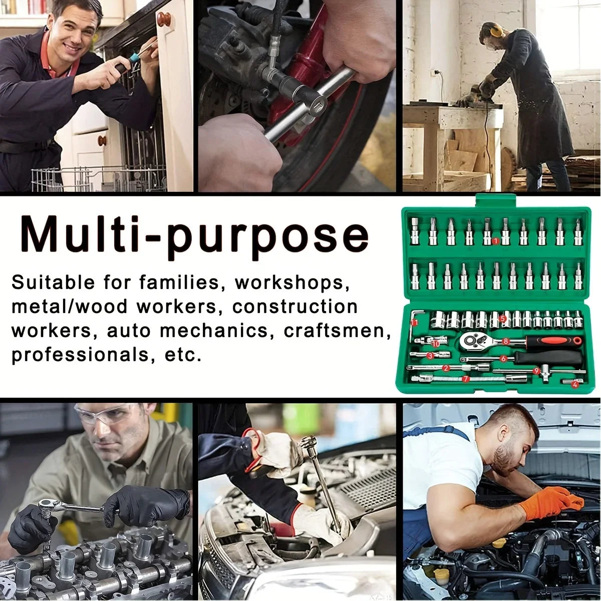 46-Pc Home & Auto Mechanic Tool Set