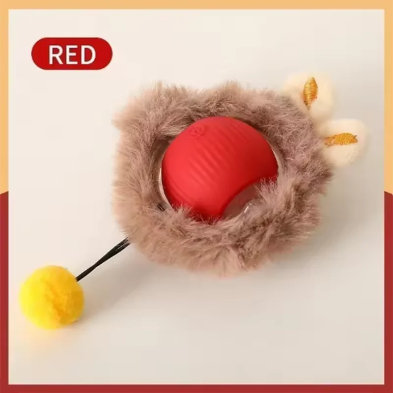Dog Cat Interactive Ball Toy Automatic Rolling Ball Faux Tail Rechargeable Smart Pet Electric Toy Dog Cat Training Imitate Mouse