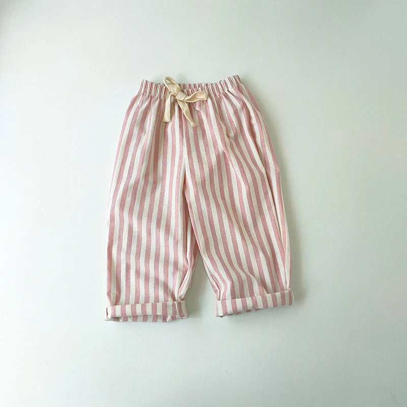 Kids Linen Stripe Casual Shorts
