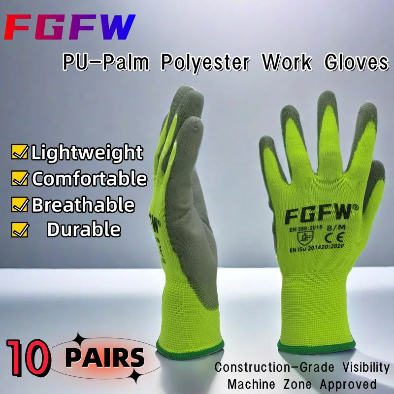 PU Coated Safety Work Gloves 🧤