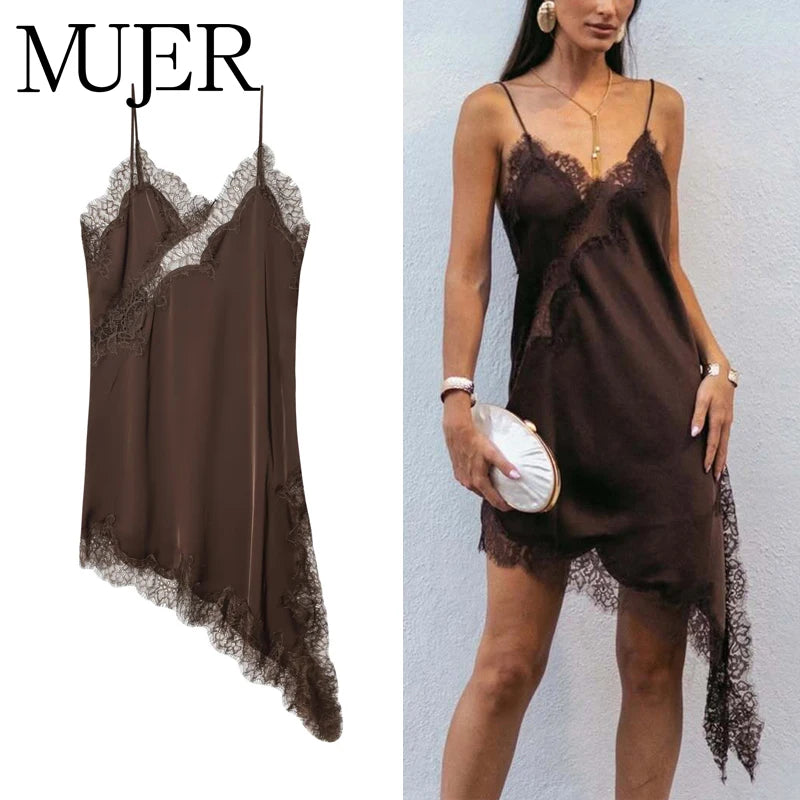 Satin Lace Backless Mini Dress ✨
