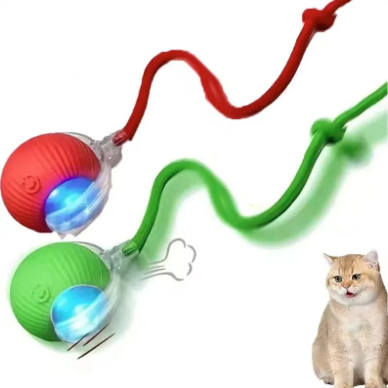 Dog Cat Interactive Ball Toy Automatic Rolling Ball Faux Tail Rechargeable Smart Pet Electric Toy Dog Cat Training Imitate Mouse