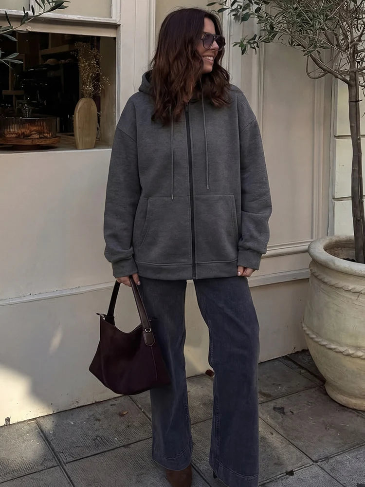 Zip Hoodie with Big Pocket