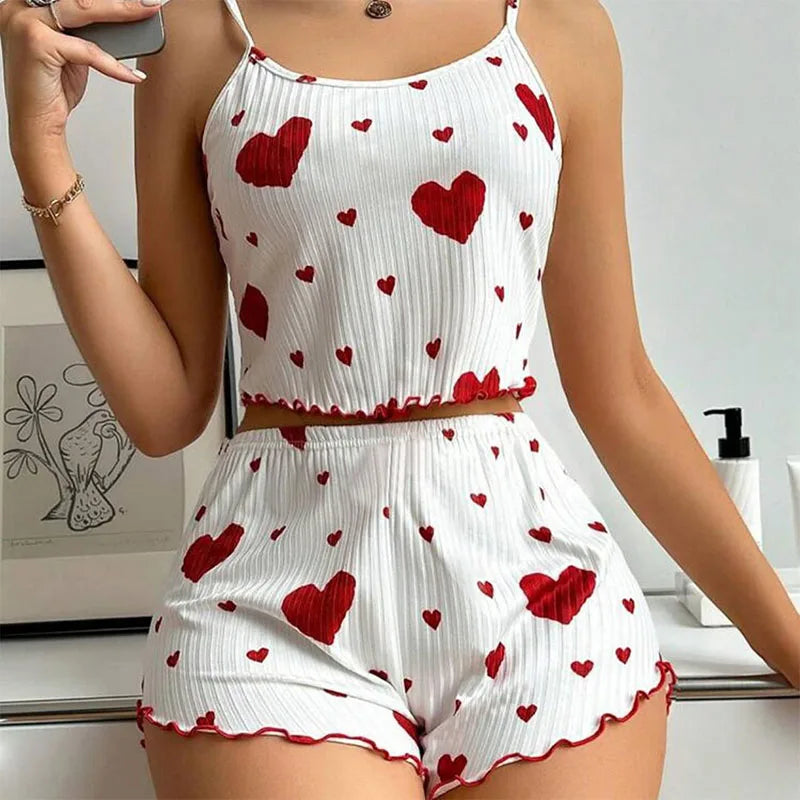 Love Print Tank Top Pajama Set 🤍