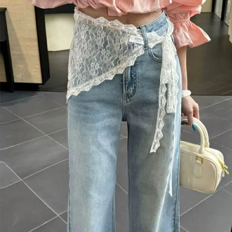 Y2K Women Lace Tulle Bandage Skirt Stacked