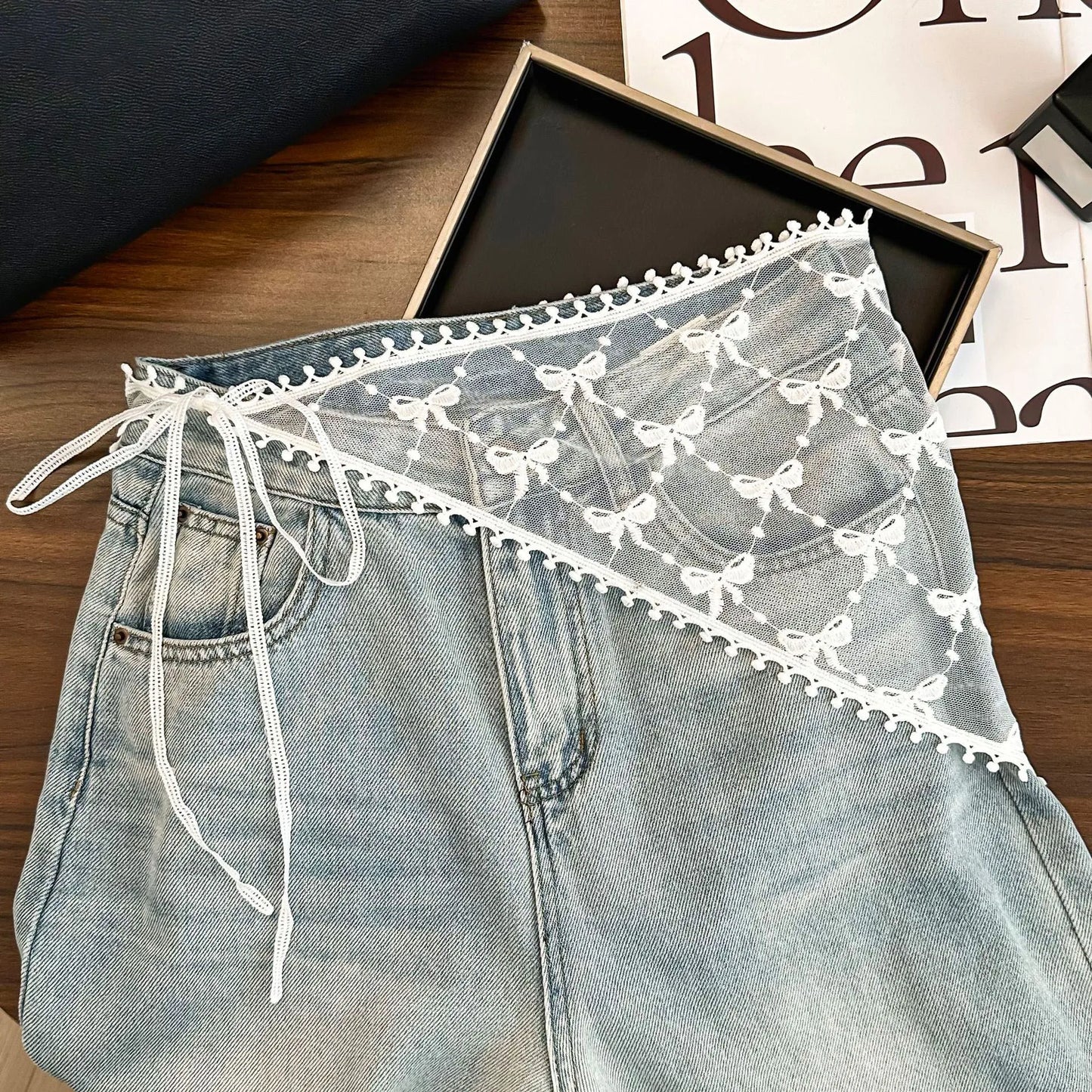Y2K Women Lace Tulle Bandage Skirt Stacked