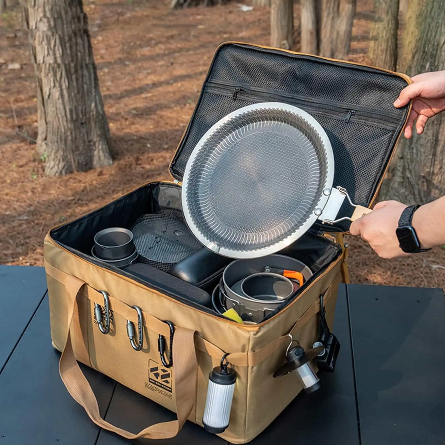 Camping Storage Bag Camping Cookware Organizer Tote Bag 30L Utility Duffel Foldable Container with Handle for Moving Dorm Garage