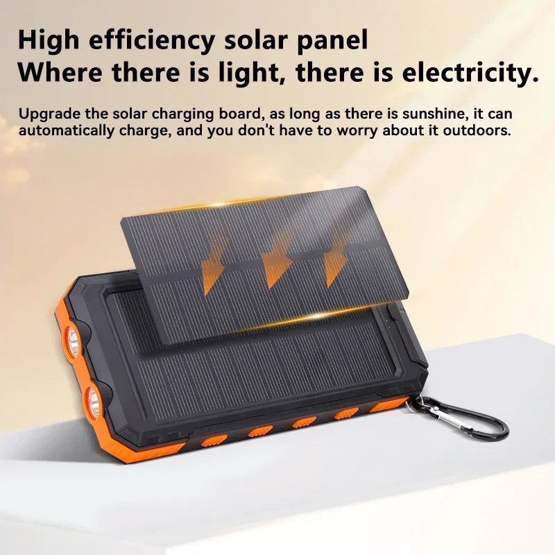 200000mAh Solar Power Bank Fast Charging Outdoor Large Capacity External Battery PowerBank Flashlight For iPhone Huawei Xiaomi