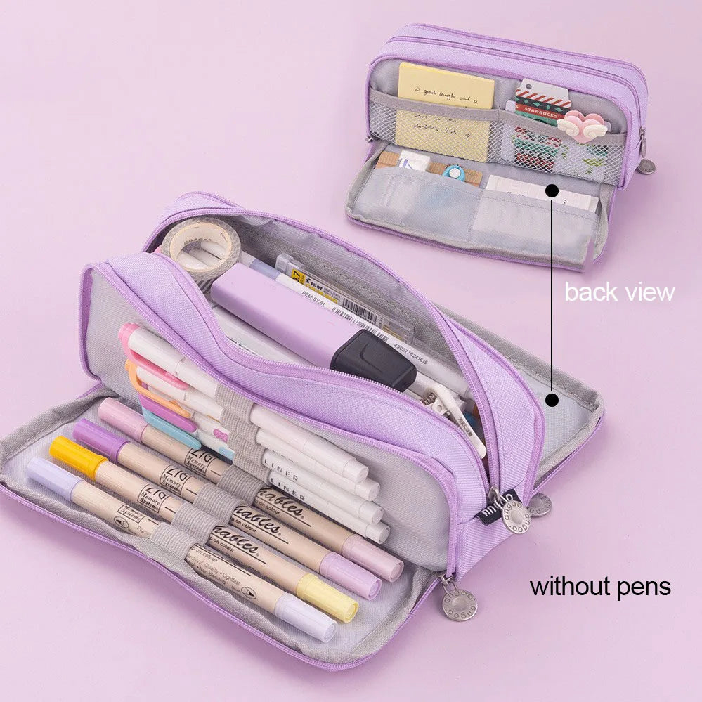 Aesthetic Fabric Student School Pencil Case Dual-window Design Back To School Stationery