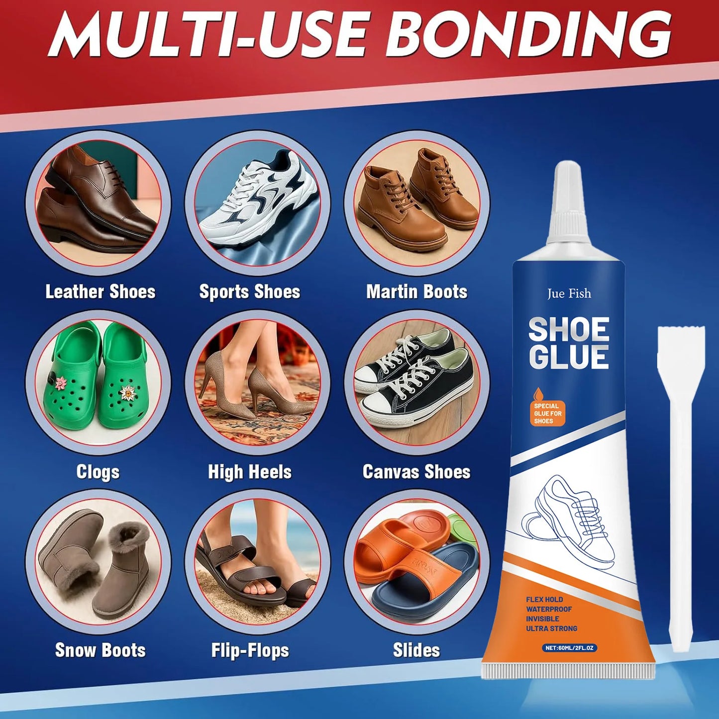 Strong Repair Shoe Glue Quick Dry for Sneakers, Boots, Sandals, Leather, Rubber, Canvas - Waterproof & Durable Fix Adhesive
