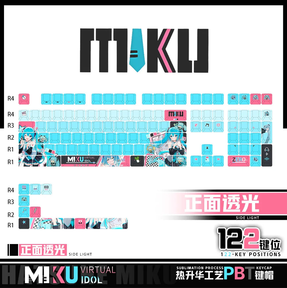 Hatsune Miku Mechanical Keycaps 122-Key 🎵