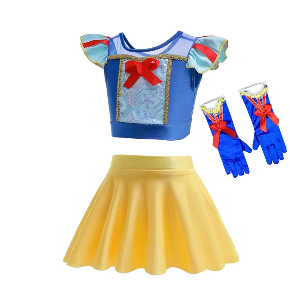 2025 Summer Hot Swimsuit Snow White Design Two Pieces Swimwear Girl Vacation Beach Clothing Pool Swimming Suit Kawaii Bikini Set