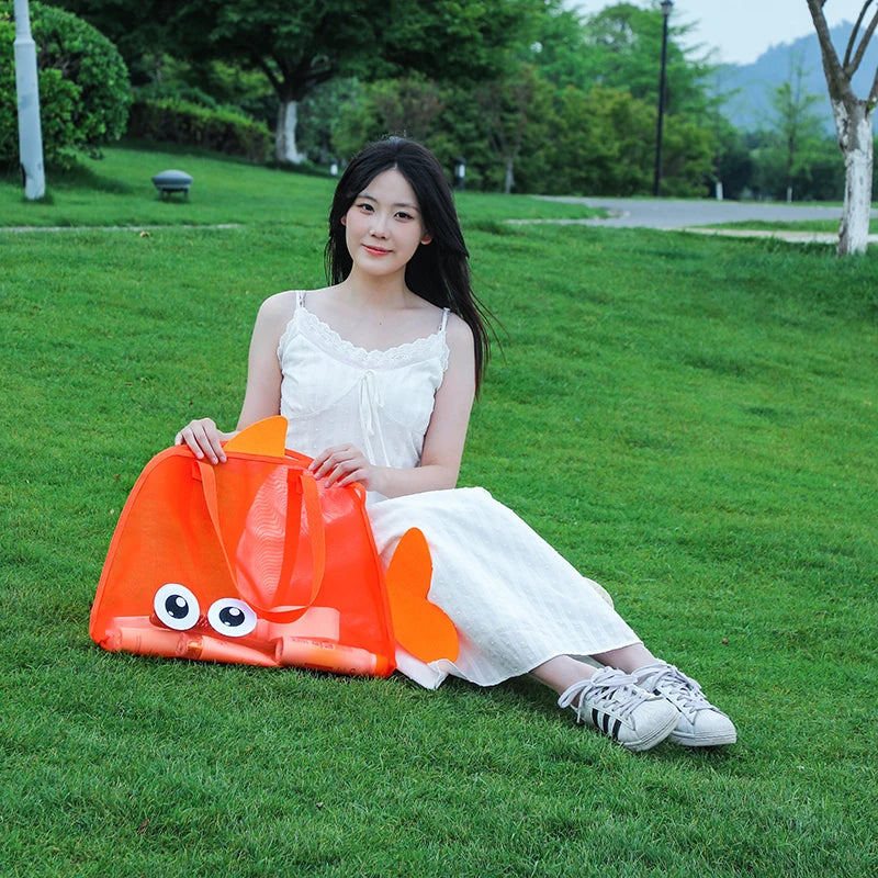 Cute Large Capacity Storage Bag Portable Foldable Mesh  Sand Digging Toy Organizer Pouch for Beach Travel Outdoor Sports