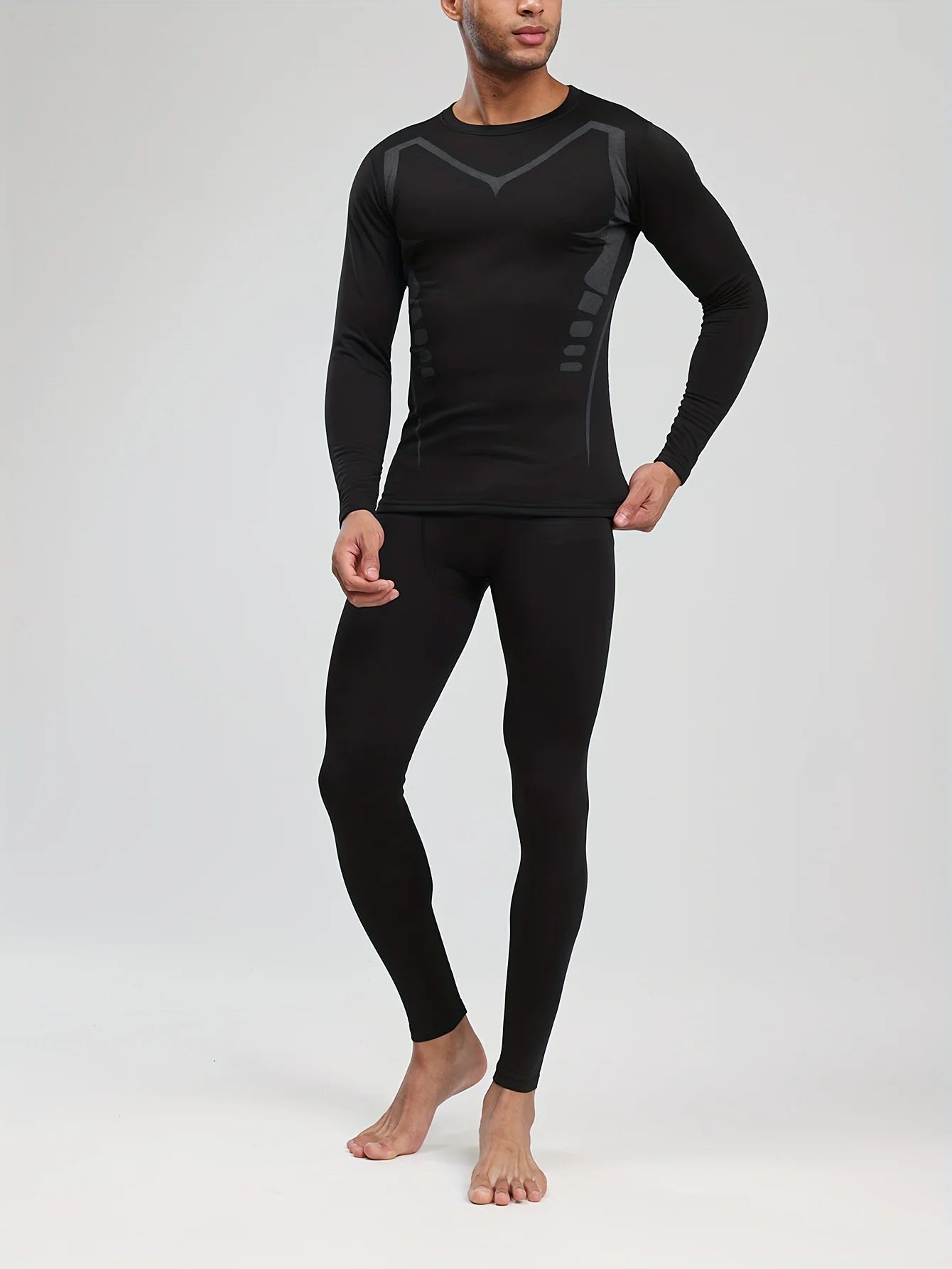 New men training sets, 2 sets elastic warm clothes, the gym running daily wearing, flexible and comfortable