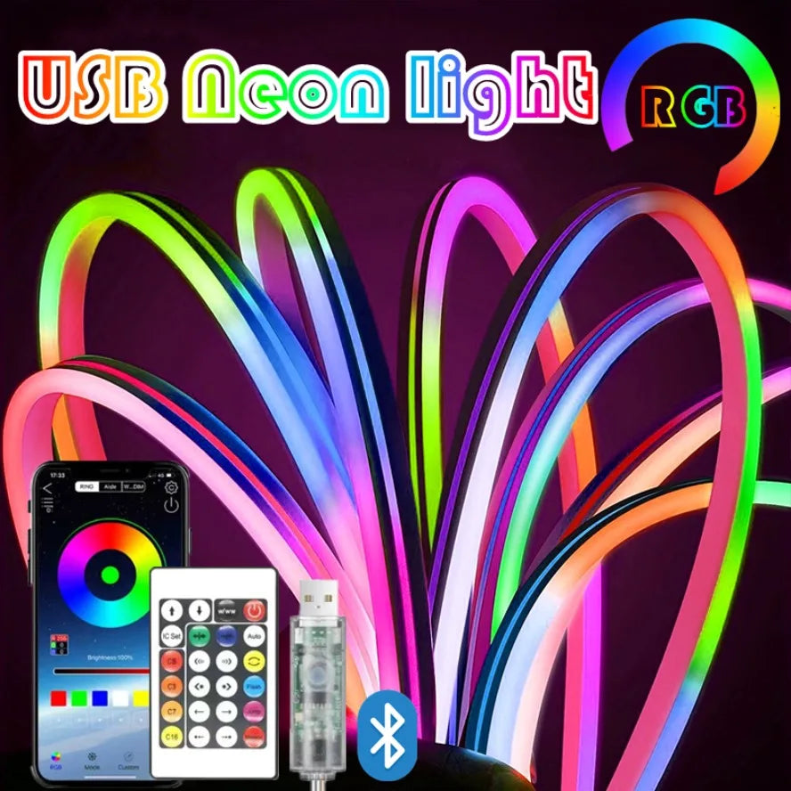 RGB Neon Strip Light USB Bluetooth 🌈
