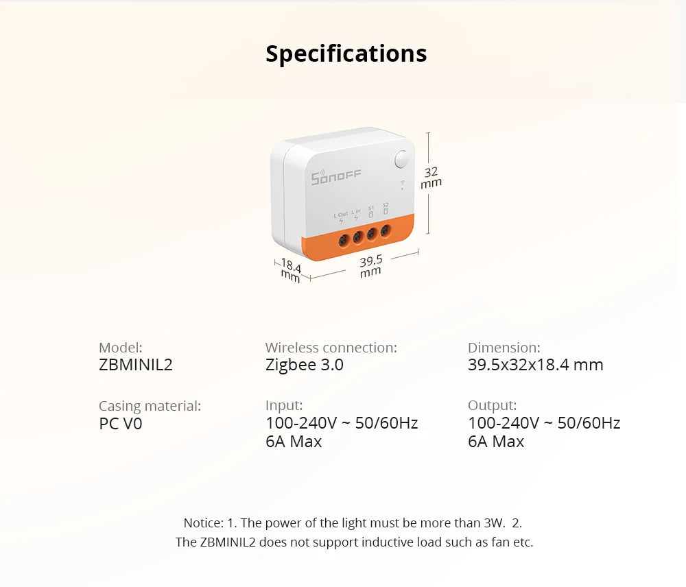 Sonoff ZBMini L2 Zigbee Mini Switch NO Neutral Wire Required Zigbee 3.0 Smart Switch Via eWelink Zigbee Bridge Zigbee Donlge E